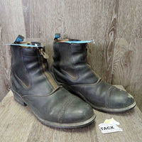 Pr Paddock Boots, zips *fair, older, clean, residue, cuts, scuffs, v.torn & sharp lining, stretched els, wavy zips
