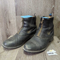 Pr Paddock Boots, zips *fair, older, clean, residue, cuts, scuffs, v.torn & sharp lining, stretched els, wavy zips
