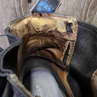 Pr Paddock Boots, zips *fair, older, clean, residue, cuts, scuffs, v.torn & sharp lining, stretched els, wavy zips
