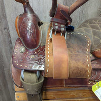 Western Saddle, 2 Hobble Straps & Nylon Billets, Cinch, Saddle Pad, Silver Conchos
