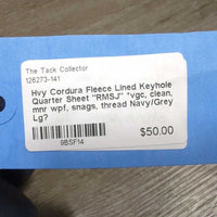 Hvy Cordura Fleece Lined Keyhole Quarter Sheet "RMSJ" *vgc, clean, mnr wpf, snags, thread
