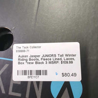 JUNIORS Tall Winter Riding Boots, Fleece Lined, Laces, Box *new

