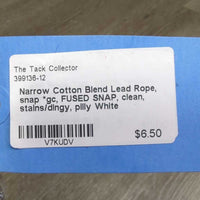 Narrow Cotton Blend Lead Rope, snap *gc, FUSED SNAP, clean, stains/dingy, pilly
