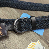Braided Cotton & Leather Belt, Buckle, Tag *new
