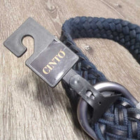 Braided Cotton & Leather Belt, Buckle, Tag *new
