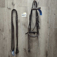FS Rsd Padded Bridle, Rsd/FS Braided Reins *vgc, clean, rubs, scrapes, v.oily
