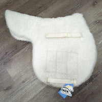 Fitted Fleece Hunter Saddle Pad, tabs, terry under *gc, older, clean, clumpy, mnr hair, rubs, thin edges & stains
