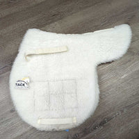 Fitted Fleece Hunter Saddle Pad, tabs, terry under *gc, older, clean, clumpy, mnr hair, rubs, thin edges & stains
