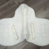 Fitted Fleece Hunter Saddle Pad, tabs, terry under *gc, older, clean, clumpy, mnr hair, rubs, thin edges & stains
