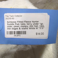 Fitted Fleece Hunter Saddle Pad, tabs, terry under *gc, older, clean, clumpy, mnr hair, rubs, thin edges & stains
