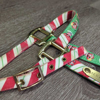 Christmas Set: Nylon Halter, adj, snap, nylon lead rope, name plate *xc/vgc, clean, mnr dirt, stains
