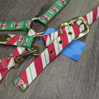 Christmas Set: Nylon Halter, adj, snap, nylon lead rope, name plate *xc/vgc, clean, mnr dirt, stains
