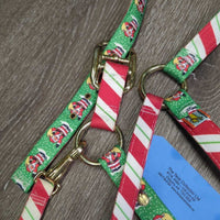 Christmas Set: Nylon Halter, adj, snap, nylon lead rope, name plate *xc/vgc, clean, mnr dirt, stains
