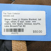 Lt Stable Blanket, tail *vgc, clean, 0 wpf, older, mnr stains, mnr tears, residue, scuffs, rubs
