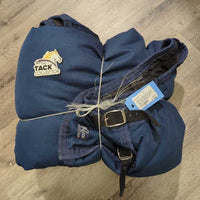 Lt Winter Blanket, attach neck, flower embroid., 2 legs *vgc, clean, wpf, repairs, mnr faded, hair, snags, tears, threads, rubs
