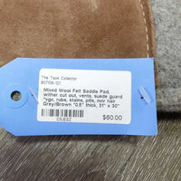 Mixed Wool Felt Saddle Pad, wither cut out, vents, suede guard *vgc, rubs, stains, pills, mnr hair
