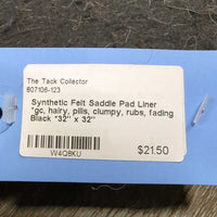 Synthetic Felt Saddle Pad Liner *gc, hairy, pills, clumpy, rubs, fading
