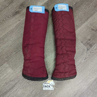 Front & Hind Fleece Lined Shipping Boots *gc, clean, older, clumpy, hairy velcro, mnr residue/dirt, hair, dirt, stains
