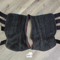 Front & Hind Fleece Lined Shipping Boots *gc, clean, older, clumpy, hairy velcro, mnr residue/dirt, hair, dirt, stains
