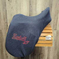 18" XW *6.25" Zaldi New Kent Dressage Saddle, Navy Fleece Zaldi Cover, Info Packet, Rear Gusset Panels, Wool Flocking, Lg Exterior Front Blocks, Flaps: 17.5"L x 10"W Serial #: 18" 34.5 161816
