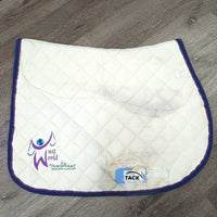 Quilt Jumper Saddle Pad, "Just World", non-slip *gc, stains, seam pulls, cut tabs

