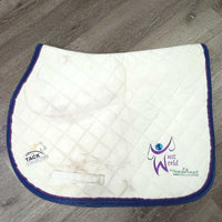 Quilt Jumper Saddle Pad, "Just World", non-slip *gc, stains, seam pulls, cut tabs
