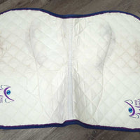 Quilt Jumper Saddle Pad, "Just World", non-slip *gc, stains, seam pulls, cut tabs
