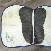 Quilt Jumper Saddle Pad, "Just World", non-slip *gc, stains, seam pulls, cut tabs
