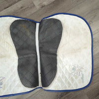Quilt Jumper Saddle Pad, "Just World", non-slip *gc, stains, seam pulls, cut tabs
