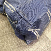 Hvy Duty Rain Sheet, 2 Legs *gc/fair, dirty, rips, chews, popped stitches, faded, rust, mnr wpf, edge rubs
