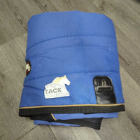 Med Winter Stable Blanket, attached legs *gc/fair, clean, unstitched seams, peeled & holey edges, faded, marker
