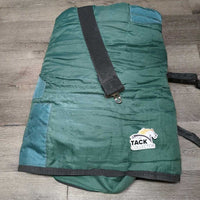 Light Quilt Winter Stable Blanket, 1 elastic leg/tail strap *gc/fair, clean, residue, repairs, stains, faded, older, snags, rubs
