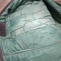 Light Quilt Winter Stable Blanket, 1 elastic leg/tail strap *gc/fair, clean, residue, repairs, stains, faded, older, snags, rubs
