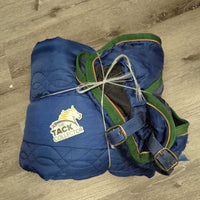 Light Quilt Winter Stable Blanket, 2 legs *gc/fair, clean, snags, unstitched seams, repairs, rips, older
