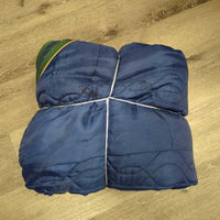 Light Quilt Winter Stable Blanket, 2 legs *gc/fair, clean, snags, unstitched seams, repairs, rips, older
