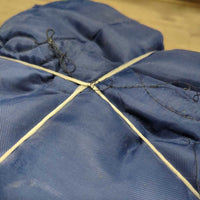 Light Quilt Winter Stable Blanket, 2 legs *gc/fair, clean, snags, unstitched seams, repairs, rips, older
