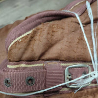 Hvy Quilt Winter Stable Blanket, 2 legs *gc/fair, clean, v.rubbed & snagged, marker, faded, older?, rips, repairs, hair
