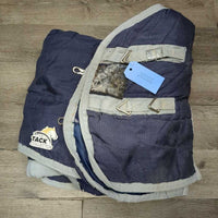 Med Quilt Winter Stable Blanket *fair, clean, faded, v.rubbed & holey lining, unstitched seams, straps & edges, older
