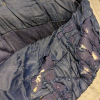 Med Quilt Winter Stable Blanket *fair, clean, faded, v.rubbed & holey lining, unstitched seams, straps & edges, older
