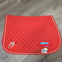 Thin Quilt Jumper Saddle Pad, Reindeer Embroidery *gc, clean, stains, pills, cut tabs
