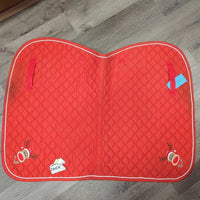 Thin Quilt Jumper Saddle Pad, Reindeer Embroidery *gc, clean, stains, pills, cut tabs
