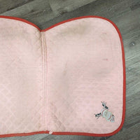 Thin Quilt Jumper Saddle Pad, Reindeer Embroidery *gc, clean, stains, pills, cut tabs

