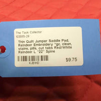 Thin Quilt Jumper Saddle Pad, Reindeer Embroidery *gc, clean, stains, pills, cut tabs
