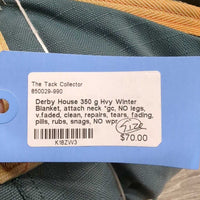 350 g Hvy Winter Blanket, attach neck *gc, NO legs, v.faded, clean, repairs, tears, fading, pills, rubs, snags, NO wpr
