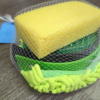 Squeaky Clean Kit; Sponge, Sweat Scraper, Mitt, Mesh Bag, Tag *new
