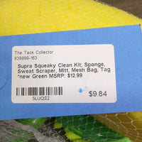 Squeaky Clean Kit; Sponge, Sweat Scraper, Mitt, Mesh Bag, Tag *new
