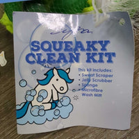 Squeaky Clean Kit; Sponge, Sweat Scraper, Mitt, Mesh Bag, Tag *new
