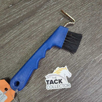 Plastic Handle Hoof Pick, brush *vgc, clean, rust, residue, mnr bent bristles, hair
