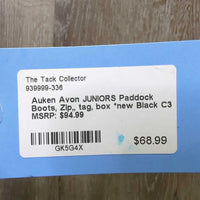 JUNIORS Paddock Boots, Zip, tag, box *new

