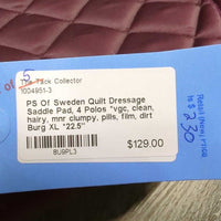 Quilt Dressage Saddle Pad, 4 Polos *vgc, clean, hairy, mnr clumpy, pills, film, dirt
